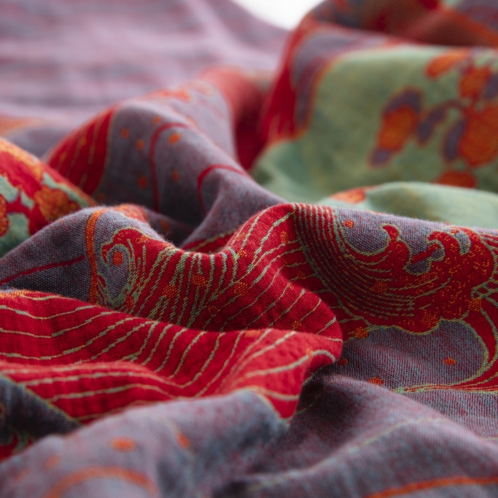 91家纺网 家纺一手货源 找家纺 鲁爱 2025新款大版色织提花全棉双层纱四件套 海上明月-紫罗兰