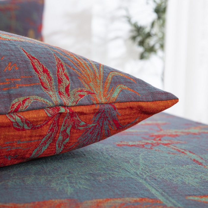 91家纺网 家纺一手货源 找家纺 鲁爱 2025新款色织提花全棉双层纱床笠（正反两用） 奇幻丛林-紫罗兰（双面用床笠）