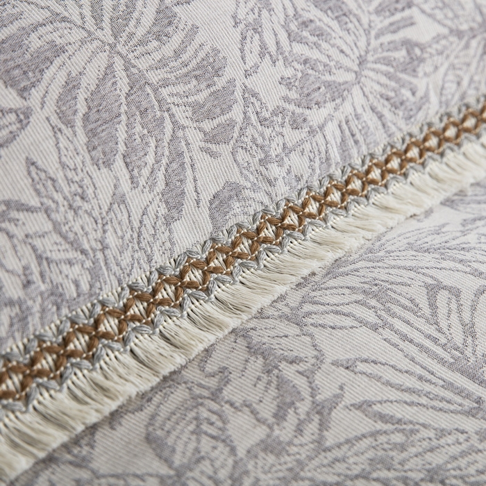 91家纺网 家纺一手货源 找家纺 鲁爱 2025新款全棉三层纱流苏款四件套 知心-灰