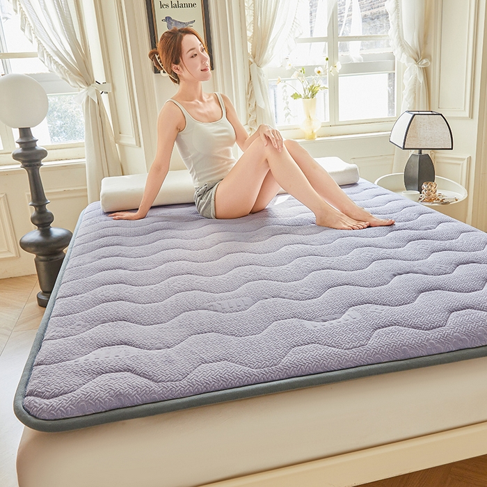 91家纺网 家纺一手货源 找家纺 丽诺床垫 2024新款雕花绒宽边床垫 雕花绒宽边床垫-灰紫色