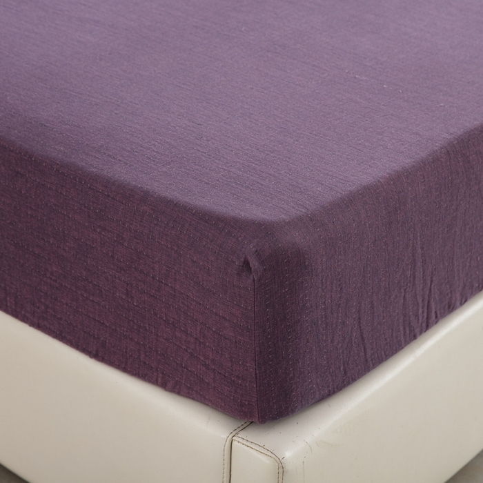 91家纺网 家纺一手货源 找家纺 鲁爱 2025新款色织提花全棉双层纱床笠（正反两用） 紫绿（双面用床笠）