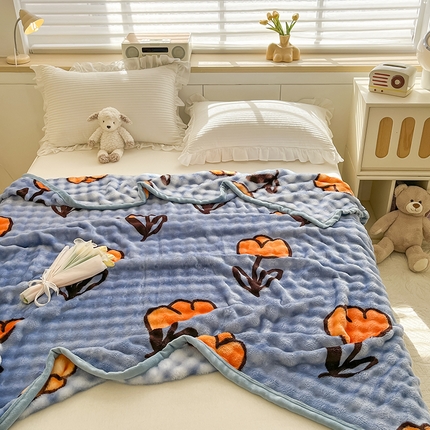 91家纺网 家纺一手货源 找家纺 （总）悦织湾家纺 2025新款320克仿兔毛大泡泡印花毯子纯色牛奶绒毛毯出口外贸跨境专供直播电商热销款 