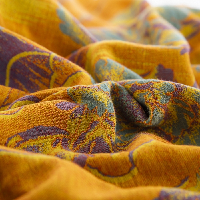 91家纺网 家纺一手货源 找家纺 鲁爱 2025新款大版色织提花全棉双层纱四件套 游园清梦-黄