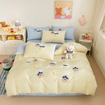 91家纺网 家纺一手货源 找家纺 （总）希丞 2024新款亲肤舒适卡通毛巾绣水洗棉印花四件套（提供买家秀）