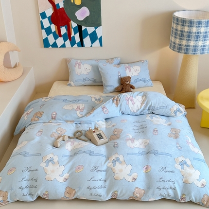 91家纺网 家纺一手货源 找家纺 （总）三味舒屋 2025新款卡通印花牛奶绒单被套枕套床笠