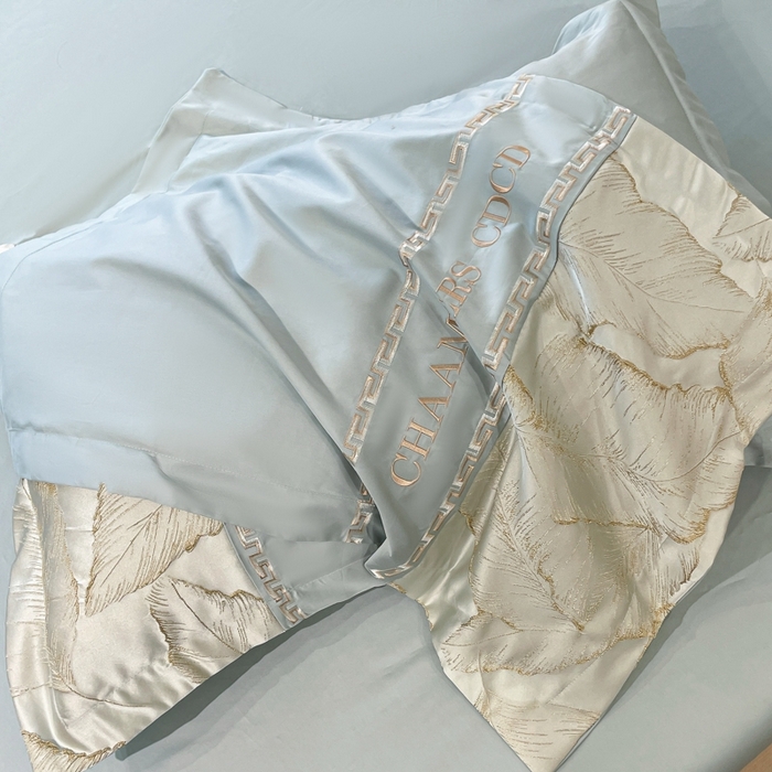 91家纺网 家纺一手货源 找家纺 2024新款拼接浮雕刺绣全棉纯棉加厚陶瓷生态磨毛四件套-茱莉叶 蓝绿