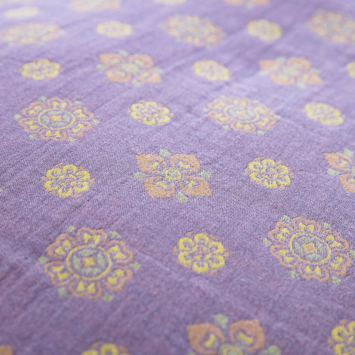 91家纺网 家纺一手货源 找家纺 鲁爱 2025新款全棉色织双层纱纽扣款四件套 幸福星-浅紫