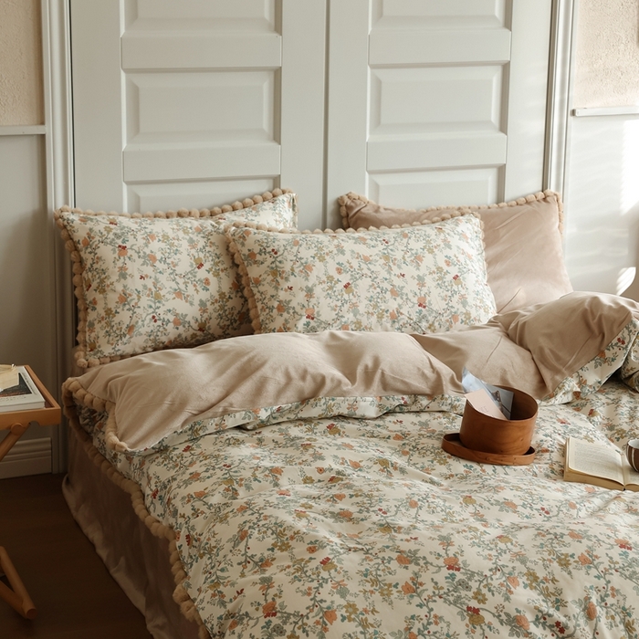 91家纺网 家纺一手货源 找家纺 棉眠 2024新款棉加绒毛球款四件套第二批 秋茗（棉加绒）