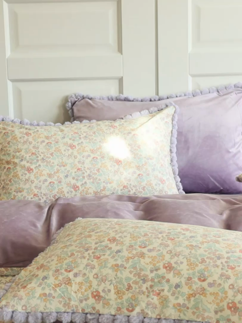 91家纺网 家纺一手货源 找家纺 棉眠 2024新款棉加绒毛球款四件套第二批 美琪（棉加绒）