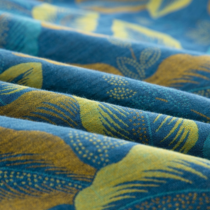 91家纺网 家纺一手货源 找家纺 鲁爱 2025新款全棉色织双层纱纽扣款四件套 叶语柔情-兰