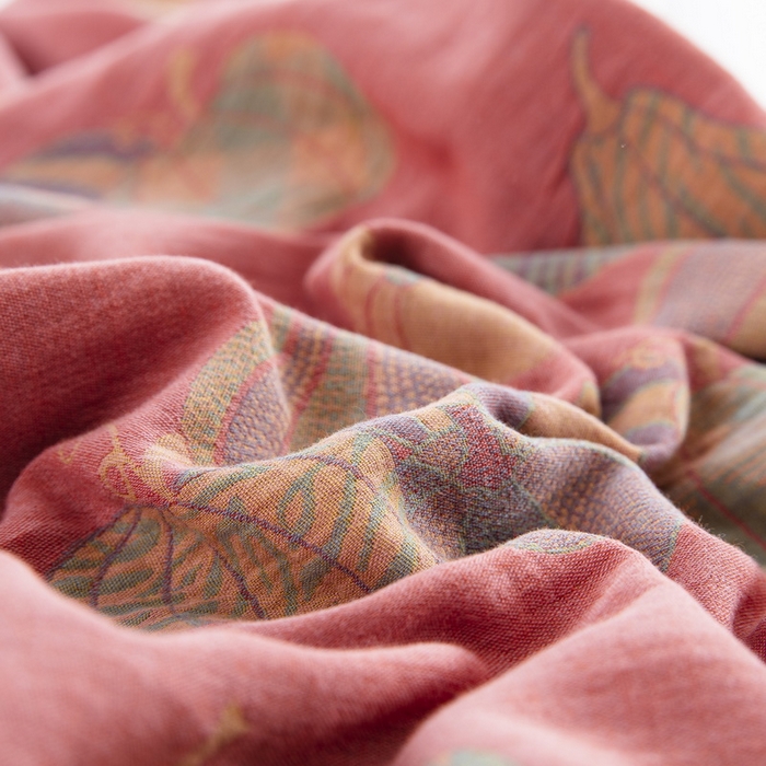 91家纺网 家纺一手货源 找家纺 鲁爱 2025新款全棉色织双层纱纽扣款四件套 子孙满堂-粉