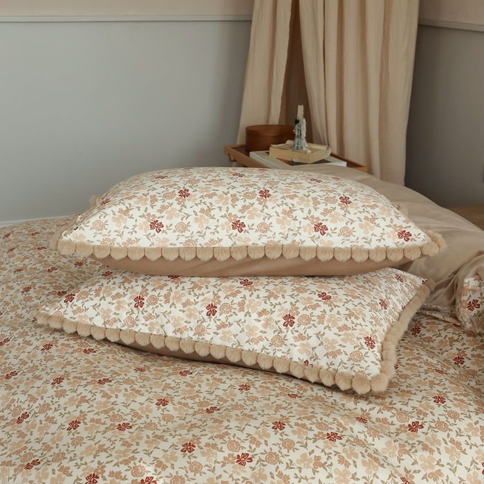 91家纺网 家纺一手货源 找家纺 棉眠 2024新款棉加绒毛球款四件套第二批 红茶（棉加绒）