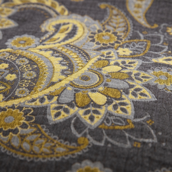 91家纺网 家纺一手货源 找家纺 鲁爱 2025新款全棉色织双层纱纽扣款四件套 莲年有鱼-黑金