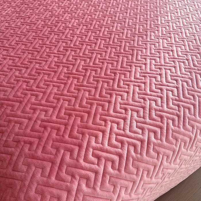 91家纺网 家纺一手货源 找家纺 恋绒家纺 2025新款高克重240克宝宝绒床盖一面绒一面棉床罩 玛瑙粉