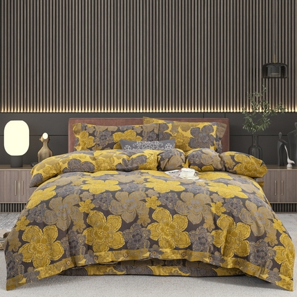 91家纺网 家纺一手货源 找家纺 （总）鲁爱 2025新款全棉色织双层纱纽扣款四件套