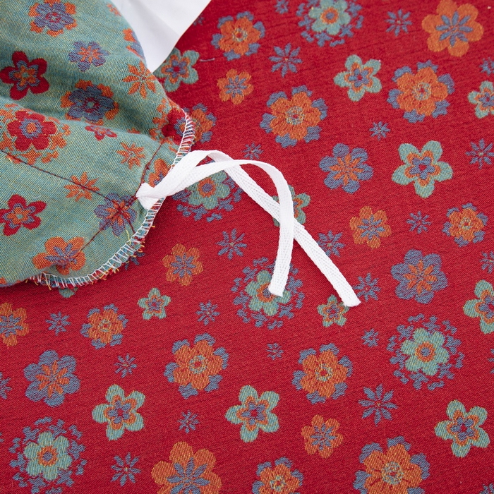 91家纺网 家纺一手货源 找家纺 鲁爱 2025新款全棉色织双层纱纽扣款四件套 花香四溢-红