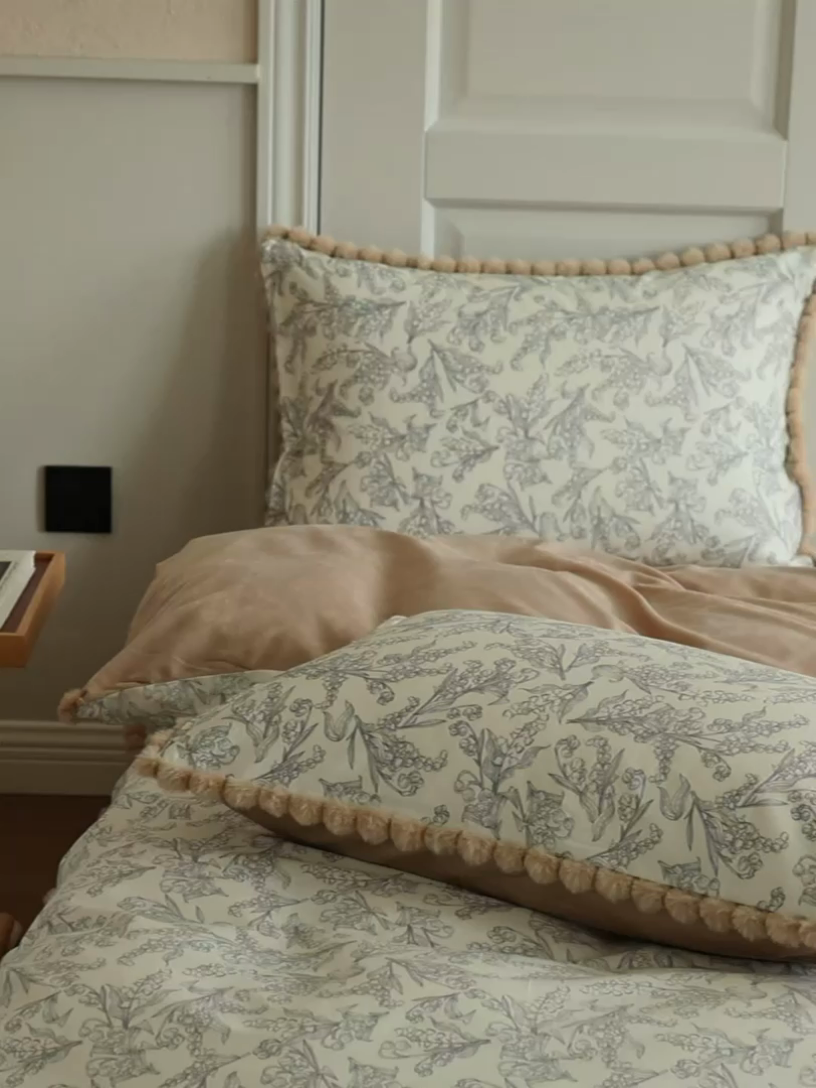 91家纺网 家纺一手货源 找家纺 棉眠 2024新款棉加绒毛球款四件套第二批 秋日风铃（棉加绒）