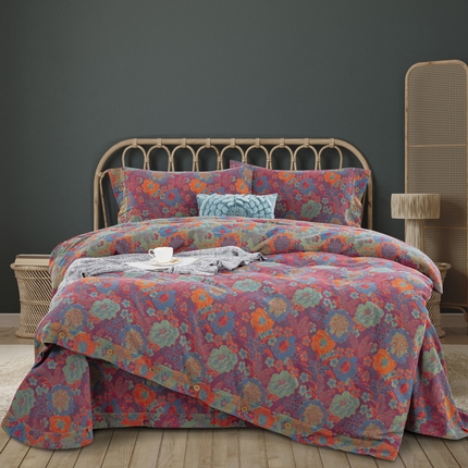 91家纺网 家纺一手货源 找家纺 （总）鲁爱 2025新款全棉色织双层纱纽扣款四件套