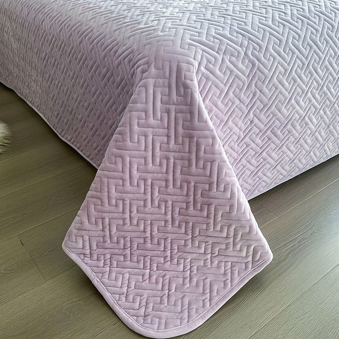 91家纺网 家纺一手货源 找家纺 恋绒家纺 2025新款高克重240克宝宝绒床盖一面绒一面棉床罩 优雅紫