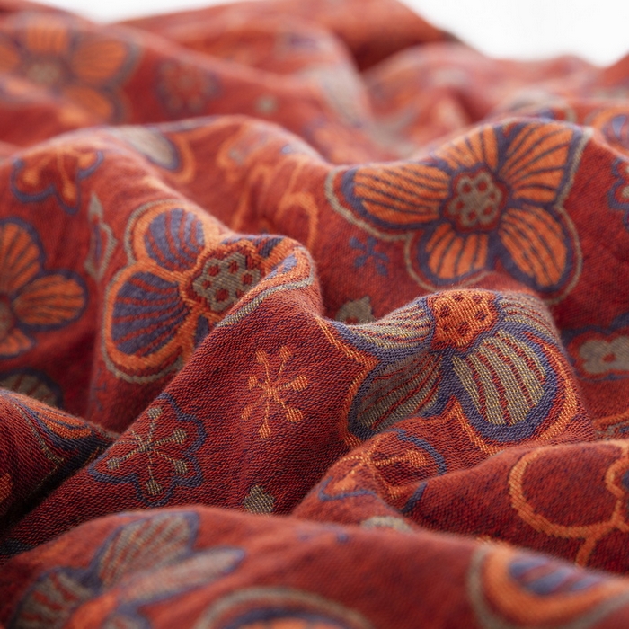 91家纺网 家纺一手货源 找家纺 鲁爱 2025新款全棉色织双层纱纽扣款四件套 泽丽-酒红