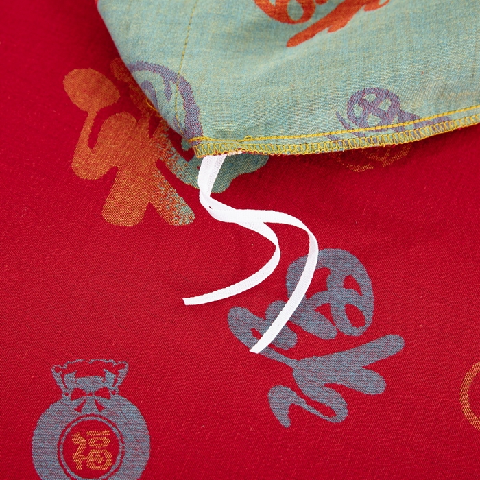 91家纺网 家纺一手货源 找家纺 鲁爱 2025新款全棉色织双层纱纽扣款四件套 新百福