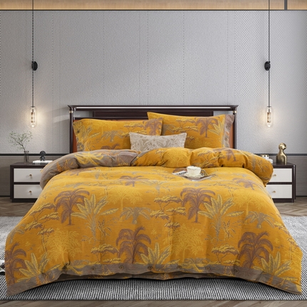 91家纺网 家纺一手货源 找家纺 （总）鲁爱 2025新款全棉色织双层纱纽扣款四件套