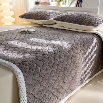 花言狐语 2025新款北极绒保暖夹棉加厚床褥-大床 灰色