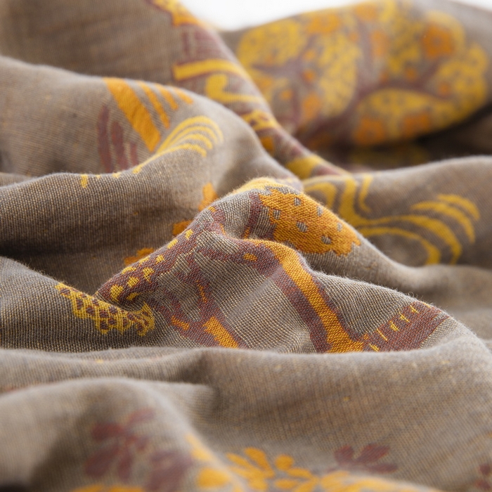 91家纺网 家纺一手货源 找家纺 鲁爱 2025新款全棉色织双层纱纽扣款四件套 逸彩之林-灰