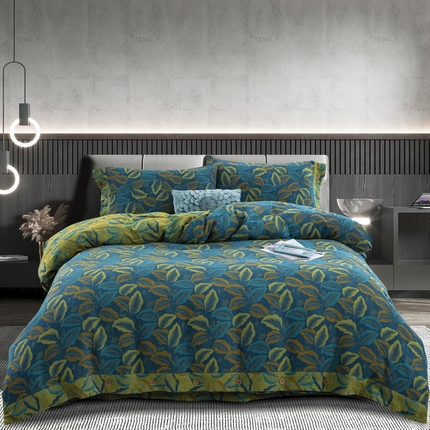 91家纺网 家纺一手货源 找家纺 （总）鲁爱 2025新款全棉色织双层纱纽扣款四件套