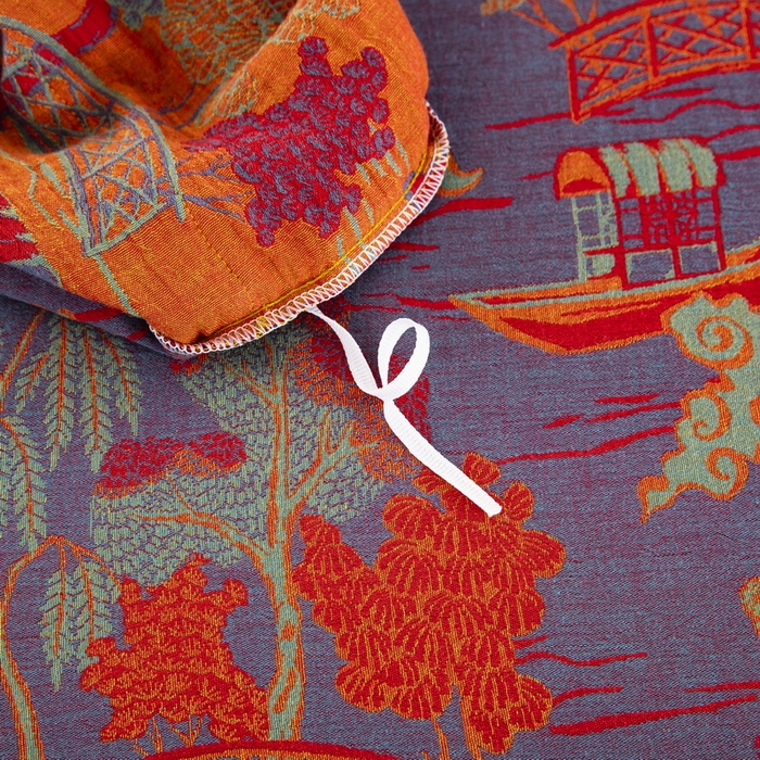 91家纺网 家纺一手货源 找家纺 鲁爱 2025新款全棉色织双层纱纽扣款四件套 烟雨湖畔-紫罗兰