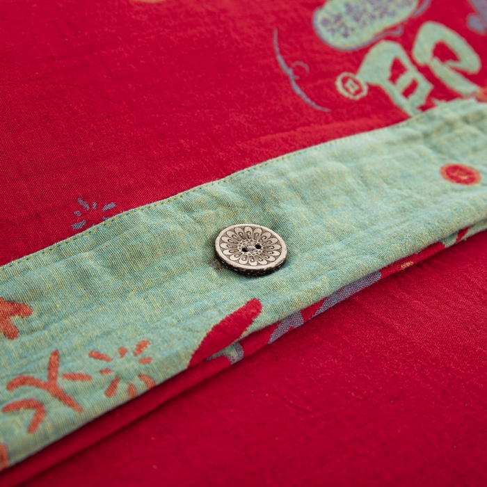 91家纺网 家纺一手货源 找家纺 鲁爱 2025新款全棉色织双层纱纽扣款四件套 一夜暴富