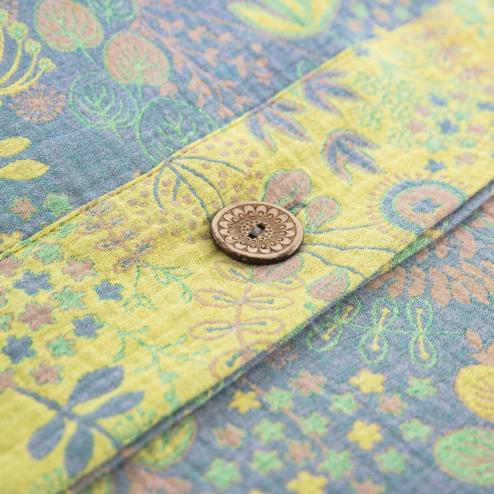 91家纺网 家纺一手货源 找家纺 鲁爱 2025新款全棉色织双层纱纽扣款四件套 普罗旺斯-灰黄