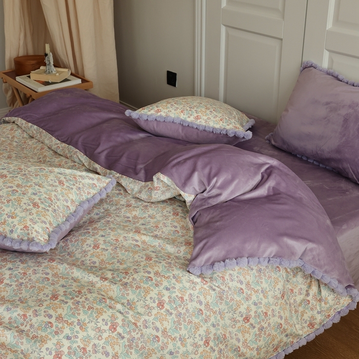 91家纺网 家纺一手货源 找家纺 棉眠 2024新款棉加绒毛球款四件套第二批 美琪（棉加绒）