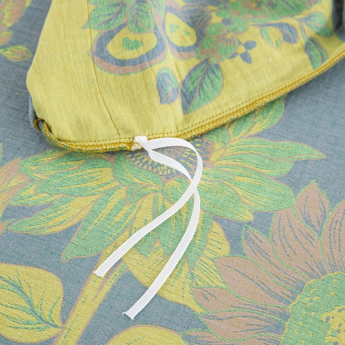 91家纺网 家纺一手货源 找家纺 鲁爱 2025新款全棉色织双层纱纽扣款四件套 一举夺魁-灰黄