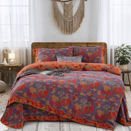 91家纺网 家纺一手货源 找家纺 （总）鲁爱 2025新款全棉色织双层纱纽扣款四件套