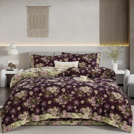 91家纺网 家纺一手货源 找家纺 （总）鲁爱 2025新款全棉色织双层纱纽扣款四件套