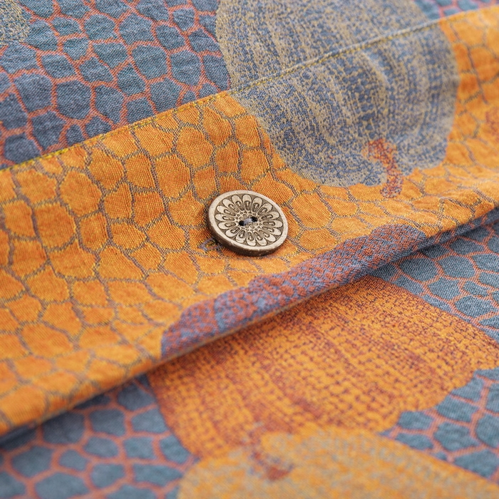 91家纺网 家纺一手货源 找家纺 鲁爱 2025新款全棉色织双层纱纽扣款四件套 南瓜-兰