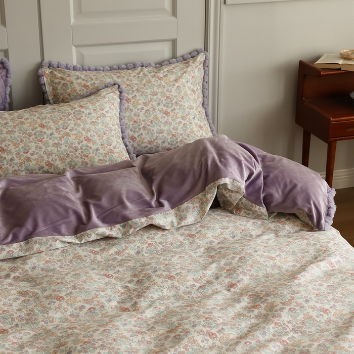 91家纺网 家纺一手货源 找家纺 棉眠 2024新款棉加绒毛球款四件套第二批 美琪（棉加绒）