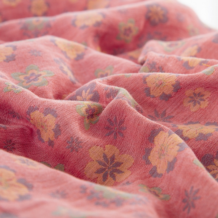 91家纺网 家纺一手货源 找家纺 鲁爱 2024新款全棉色织双层纱纽扣款四件套 花香四溢-粉