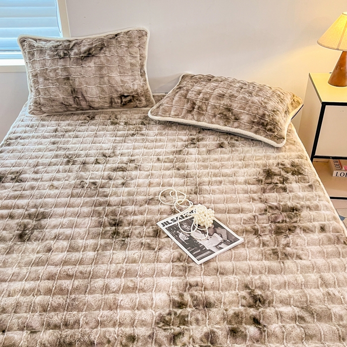 91家纺网 家纺一手货源 找家纺 琪格格纺织 2024新款加厚320克兔毛绒全包床笠 兔毛绒床笠-月石灰