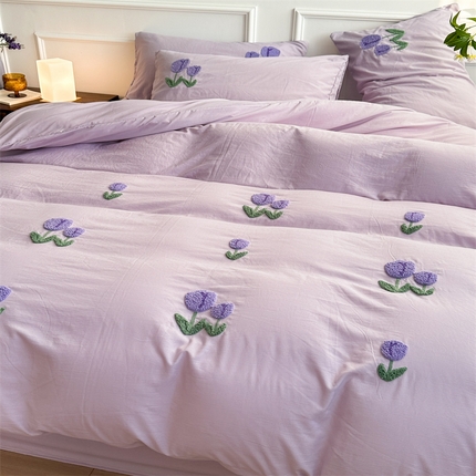 91家纺网 家纺一手货源 找家纺 多品家纺 2024新款水洗棉毛巾绣【单被套】郁见花海 郁见花海紫+紫