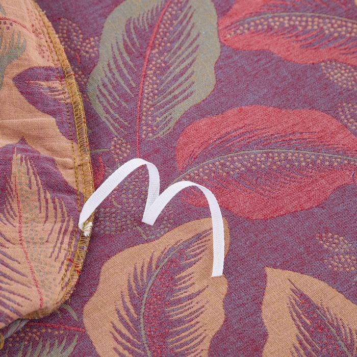 91家纺网 家纺一手货源 找家纺 鲁爱 2024新款全棉色织双层纱纽扣款四件套 叶语柔情-紫罗兰