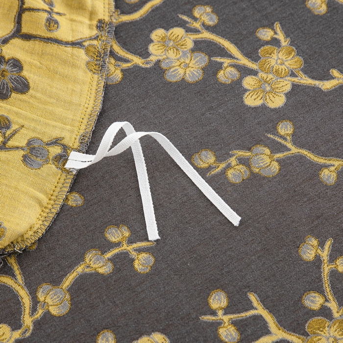 91家纺网 家纺一手货源 找家纺 鲁爱 2025新款全棉色织双层纱纽扣款四件套 梅醉春秋-黑金