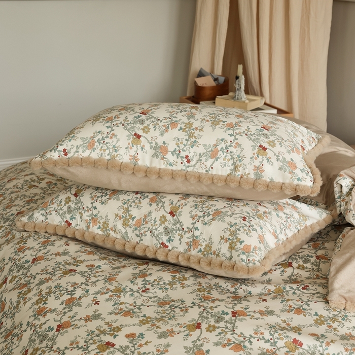 91家纺网 家纺一手货源 找家纺 棉眠 2024新款棉加绒毛球款四件套第二批 秋茗（棉加绒）