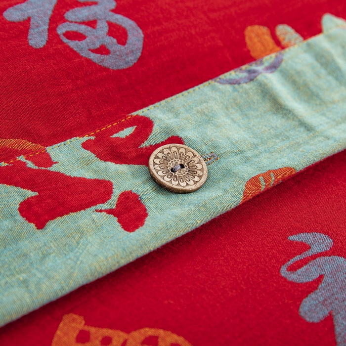 91家纺网 家纺一手货源 找家纺 鲁爱 2025新款全棉色织双层纱纽扣款四件套 新百福