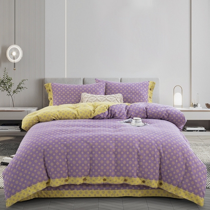 91家纺网 家纺一手货源 找家纺 （总）鲁爱 2025新款全棉色织双层纱纽扣款四件套