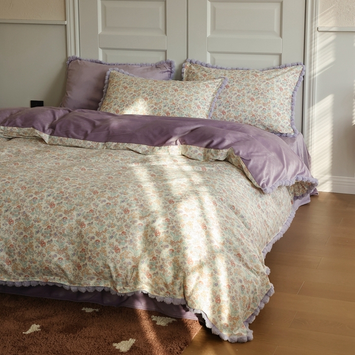 91家纺网 家纺一手货源 找家纺 棉眠 2024新款棉加绒毛球款四件套第二批 美琪（棉加绒）