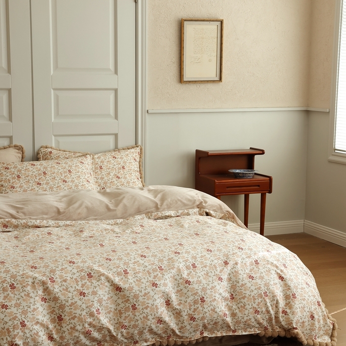 91家纺网 家纺一手货源 找家纺 棉眠 2024新款棉加绒毛球款四件套第二批 红茶（棉加绒）