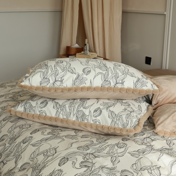 91家纺网 家纺一手货源 找家纺 棉眠 2024新款棉加绒毛球款四件套第二批 鸢尾（棉加绒）