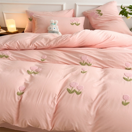 91家纺网 家纺一手货源 找家纺 多品家纺 2024新款水洗棉毛巾绣【单被套】郁见花海 郁见花海粉+粉
